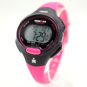 Timex Ironman Triathlon Indiglo Digital Watch Pink Black Silicone w New Battery